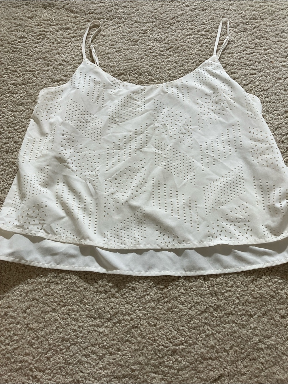 Athleta White Eyelet Layered Camisole